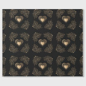 金ゴールドハート葉付 ラッピングペーパー (フラット)