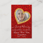 金ゴールドハート葬儀記念祈りの言葉フォトカード 名刺 (正面)