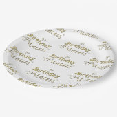 金ゴールドハート誕生日プリンセスパーティー ペーパープレート (アングル)