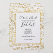 金ゴールドハート誕生日 招待状 (正面/裏面)