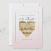 金ゴールドハート赤面グラデーションピン結婚ク 招待状 (正面)