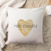 金ゴールドハート赤面ピンクグラデーションハロー美しい クッション (ブランケット)