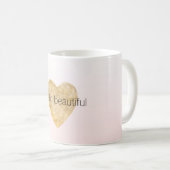 金ゴールドハート赤面ピンクグラデーションハロー美しい コーヒーマグカップ (正面右)