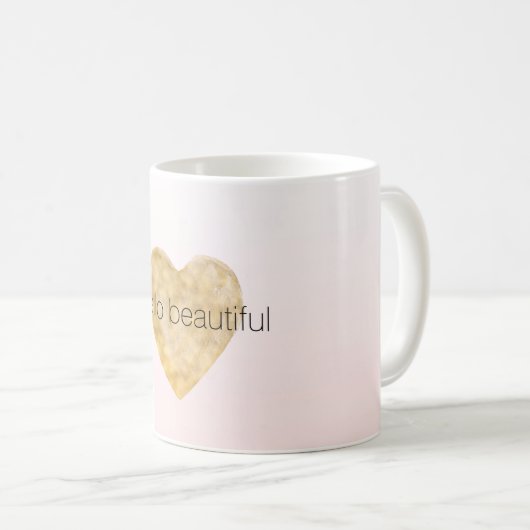 金ゴールドハート赤面ピンクグラデーションハロー美しい コーヒーマグカップ (正面右)