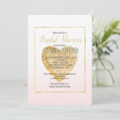 金ゴールドハート赤面ピンクグラデーションブライダルシャワー 招待状 (スタンド正面)