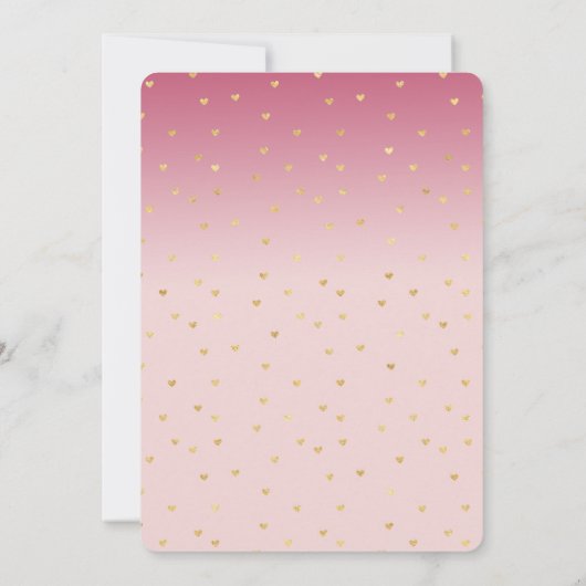 金ゴールドハート赤面ピンクグラデーションベビーシャワー 招待状 (裏面)