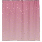 金ゴールドハート赤面ピンクグラデーション シャワーカーテン (正面)