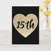 金ゴールドハート15th誕生日カード カード (黄色い花)