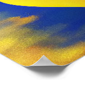 金ゴールドハート(シアンの背景ポスター) ポスター (角)