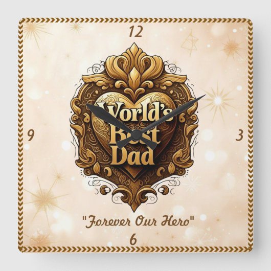 「金ゴールドハート」 スクエア壁時計 (正面)