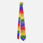 金ゴールドハート、ブライトレインボーゲイプライド国旗の色 ネクタイ (裏面)