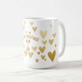 金ゴールドハート、ホワイトクリスマス コーヒーマグカップ (正面右)