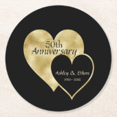 金ゴールドハート ラウンドペーパーコースター (正面)