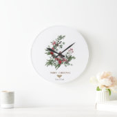 金ゴールドハート、リースレッド（鳥）ショウジョウコウカンチョウクリスマス    ラージ壁時計 (ホーム)