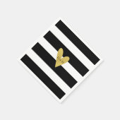 金ゴールドハート |白黒結婚の紙ナプキン スタンダードカクテルナプキン (角)