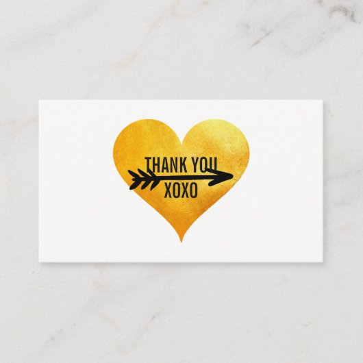 金ゴールドハート/矢印/ありがとう 名刺 (正面)