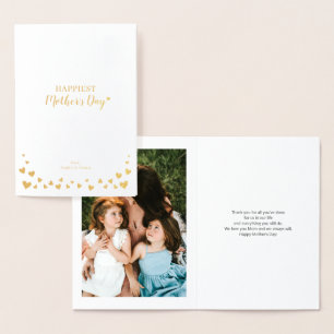 金ゴールドハート Happy Mothers Dayフォトフォイルカード 箔カード