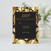金ゴールドハートrsvpレスポンスカード結婚式 出欠カード (スタンド正面)