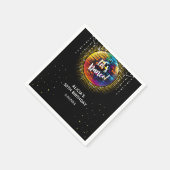 金ゴールドハーフトーカラフルンディスコボール誕生日パーティー スタンダードカクテルナプキン (角)