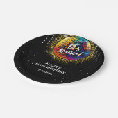 金ゴールドハーフトーカラフルンディスコボール誕生日パーティー ペーパープレート (アングル)