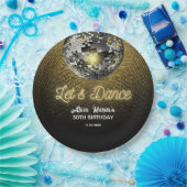 金ゴールドハーフトーンディスコボールレッズダンス誕生日 ペーパープレート (パーティー)