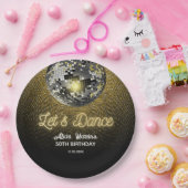 金ゴールドハーフトーンディスコボールレッズダンス誕生日 ペーパープレート (パーティー)