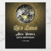 金ゴールドハーフトーンディスコボールレッズダンス誕生日 ワインラベル (シングルラベル)