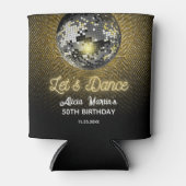 金ゴールドハーフトーンディスコボールレッズダンス誕生日 缶クーラー (正面)