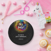 金ゴールドハーフトーンディスコボールレッズパーティー誕生日 ペーパープレート (パーティー)