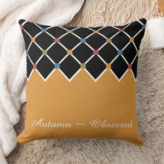 金ゴールドハーレクインパターン秋 クッション (ブランケット)