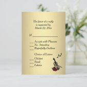 金ゴールドバイオリン音楽RSVP、Entree Choices付き 出欠カード (スタンド正面)