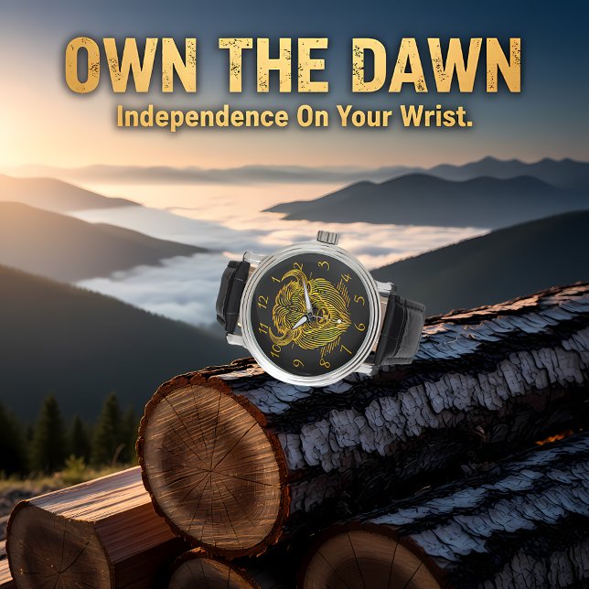 金ゴールドバイソンバッファローアートワークと複雑なデザイン 腕時計 (クリエイターアップロード済み)