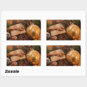 金ゴールドバウブルとクリスマスプレゼント 長方形シール (シート)