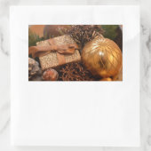 金ゴールドバウブルとクリスマスプレゼント 長方形シール (バッグ)