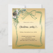金ゴールドバウ松の緑のクリスマスパーティの招待状 (正面)
