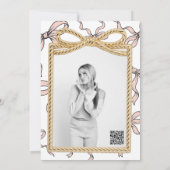 金ゴールドバウ枠ピンクリボンバウ甘い16写真 招待状 (裏面)