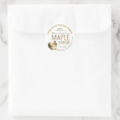 金ゴールドバケッオーガニックトローカルメープルシロップのラベル ラウンドシール (バッグ)