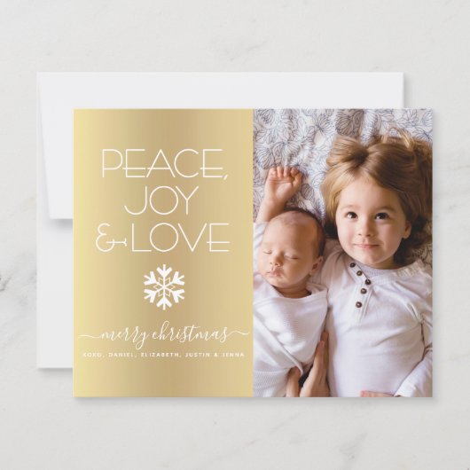 金ゴールドバジェットクリスマスフォトピースジョーラブカード (正面)