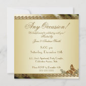 金ゴールドバタフエレガントライ任意の大事な行事の招待 招待状 (裏面)