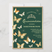 金ゴールドバタフライエメラルドグリーンキンセアニラ 招待状 (正面)