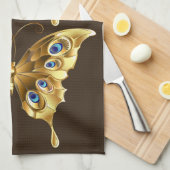 金ゴールドバタフライキッチンタオル キッチンタオル (四つ折り)