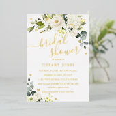 金ゴールドバタフライシャンパンフローラブライダルシャワー 箔招待状 (立ち正面)