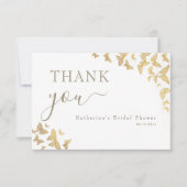 金ゴールドバタフライスクリプトボホブライダルシャワーありがとう サンキューカード (正面)