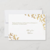 金ゴールドバタフライスクリプトボホブライダルシャワーありがとう サンキューカード (裏面)