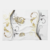 金ゴールドバタフライタトゥーアートアメリカンMoJoキッチン キッチンタオル (横)