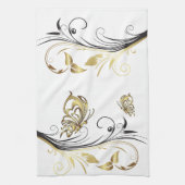 金ゴールドバタフライタトゥーアートアメリカンMoJoキッチン キッチンタオル (縦)