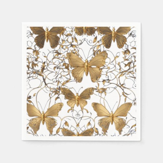 金ゴールドバタフライナプキンス スタンダードカクテルナプキン (正面)