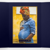 金ゴールドバタフライネイビーブルーベビーシャワースイート 三つ折り招待状 (内部中)