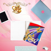 金ゴールドバタフライフラワーモノグラム液化抽象芸術 プランナー手帳