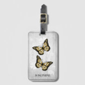 金ゴールドバタフライフローララゲージタグ ラゲッジタグ (正面縦)
